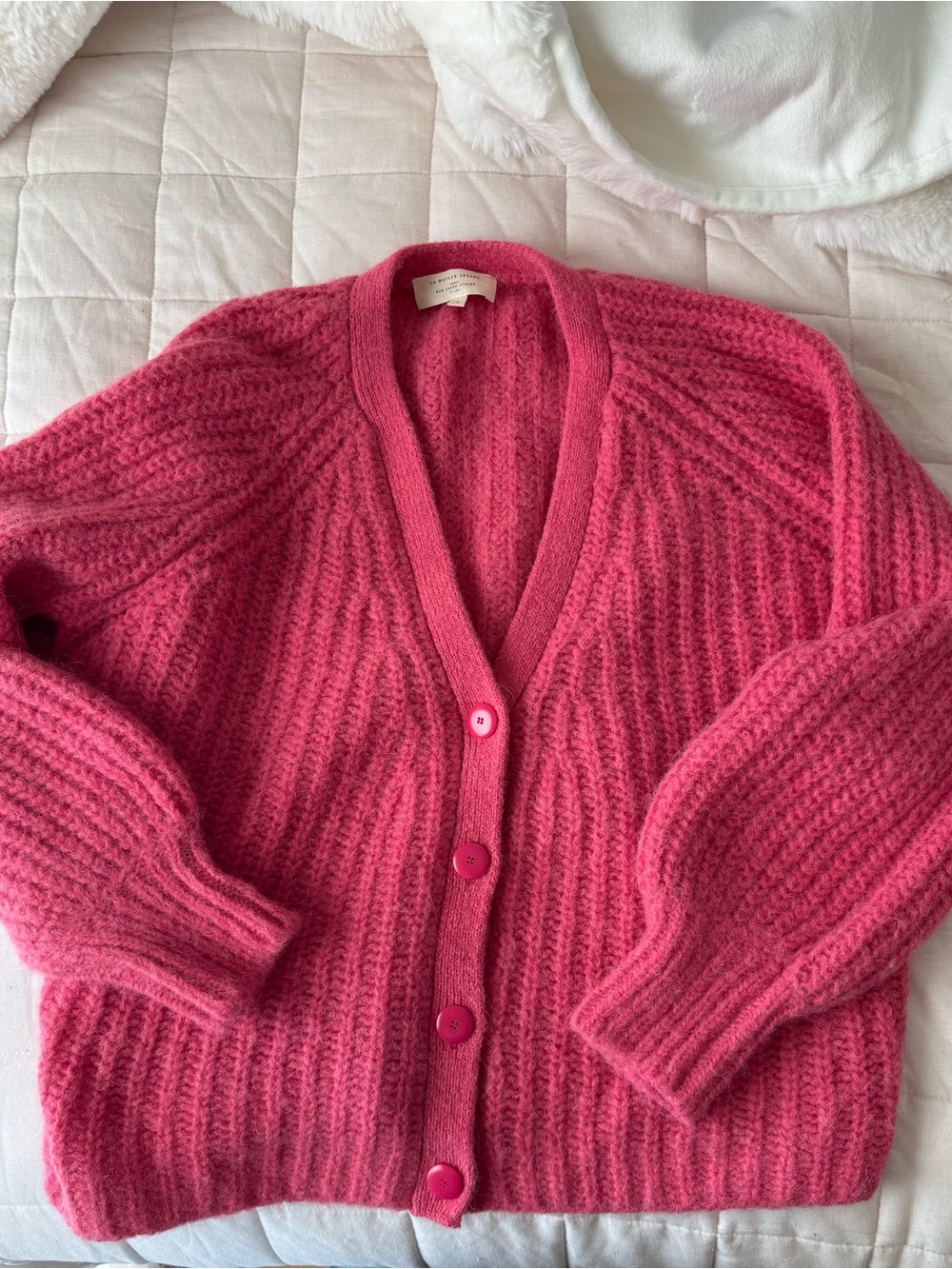 Women's Sezane Pink Basil’s Button-Front Cardigan Sweater